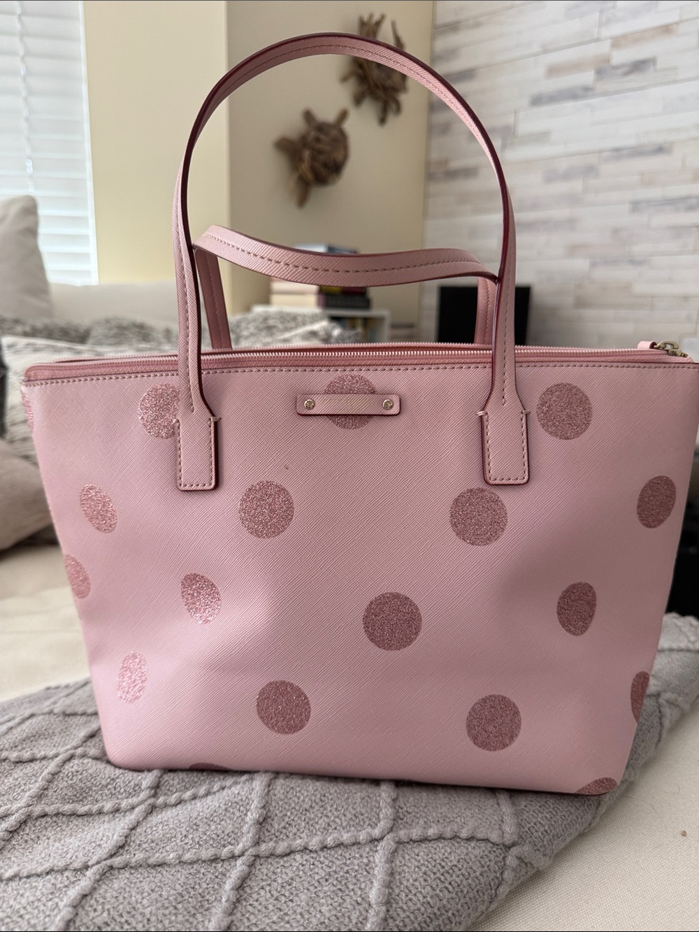 kate spade Pink Tote with Glitter Polka Dots